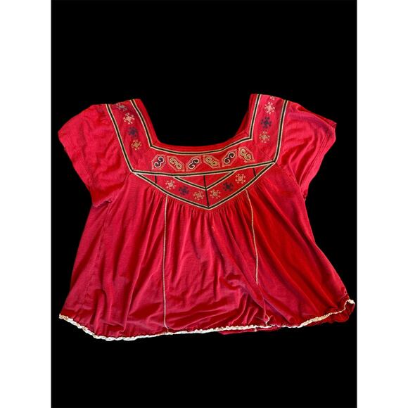 LUCKY BRAND Boho Top Orange with Embroidery - Picture 1 of 7